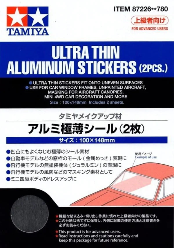 Set de 2 hojas de papel de aluminio de 0,01mm ideales para el modelismo de Tamiya Referencia 87226