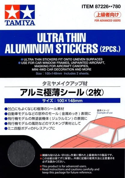 Set de 2 hojas de papel de aluminio de 0,01mm ideales para el modelismo de Tamiya Referencia 87226