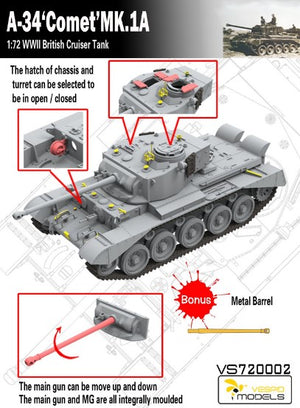 VESPID MODEL (1/72) British cruiser tank A-34 Comet Mk 1A