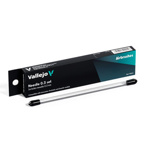 Set de recambio completo con aguja, obturador y boquilla de diámetro 0,3mm para aerógrafos Innvator, Profinish e Easyair de Vallejo referencia 90015