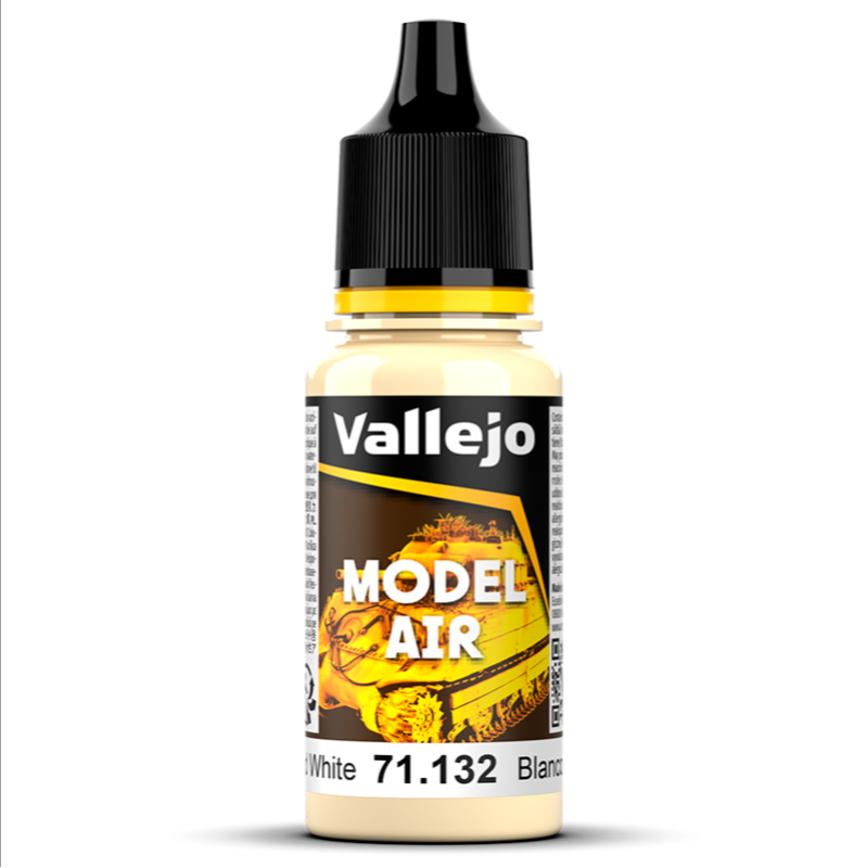 Bote de pintura de 18ml de color balnco envejecido mate de la gama model air de Vallejo con referencia 7112