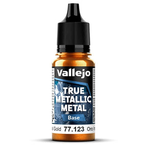Bote de pintura de 18ml de Vallejo True Metallic Metal color base Oro Imperial referencia 77123
