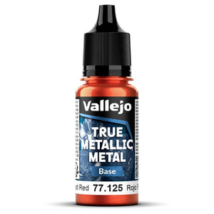 Bote de pintura de 18ml de Vallejo True Metallic Metal color base Rojo Forjado referencia 77125