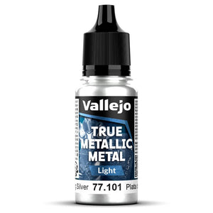 Bote de 18ml de pintuta true metallic metal light Plata de Ley de Vallejo referencia 77101