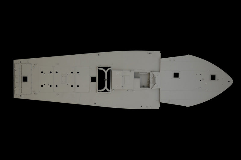 Casco de la maqueta de la lancha torpedera britanica Vosper 74 en escala 1:35 de Italeri referencia 5624