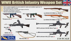 Set de armas de infantería británica de la 2ªGM en escala 1:16 de Gecko Models con referencia 16GM0018