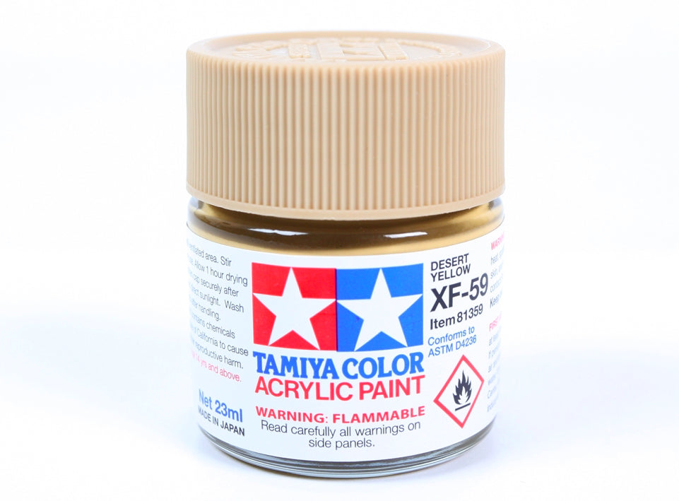 Bote de 23ml de pintura mate color XF-59 amarillo desierto de Tamiya referencia 81359