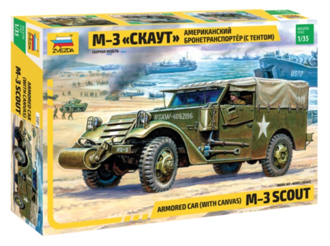 ZVEZDA (1/35) Armored Car M-3 "Scout" (with Canvas)