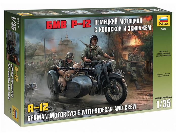 ZVEZDA (1/35) German Motorcycle with Sidecar and Crew R12