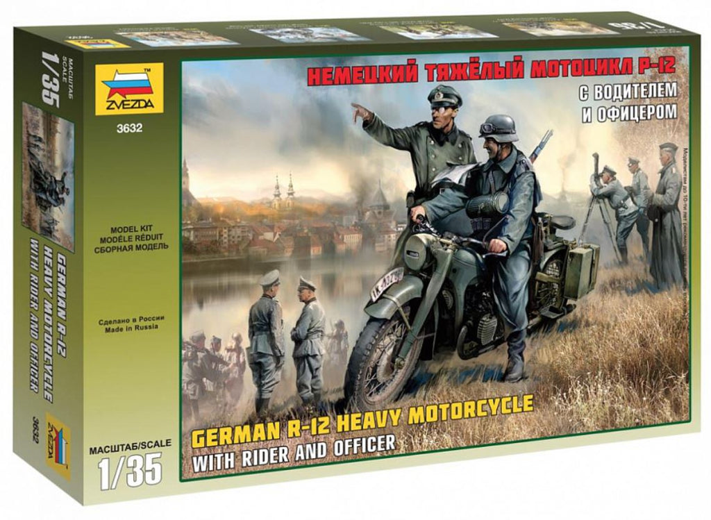 ZVEZDA (1/35) German R12 Heavy Motorcycle with Rider and Officer