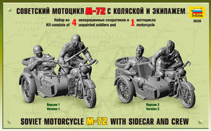 ZVEZDA (1/35) Soviet Motorcycle M-72 and Sidecar and Crew