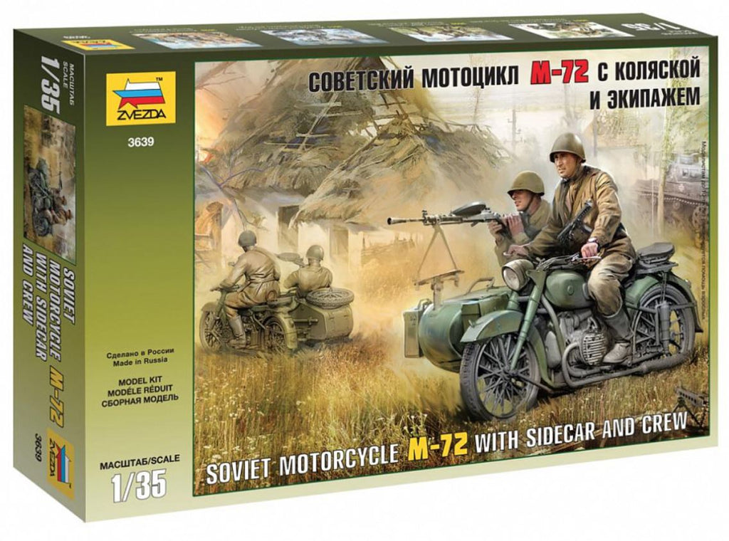 ZVEZDA (1/35) Soviet Motorcycle M-72 and Sidecar and Crew
