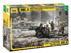ZVEZDA (1/35) Soviet Anti-Tank 76-mm Gun ZiS-3 with Crew