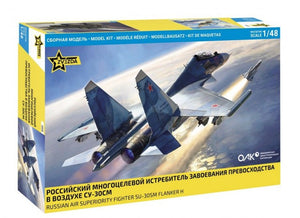 Portada de la caja de la maqueta del caza ruso SU-30SM en escala 1:48 de Zvezda referencia 4808