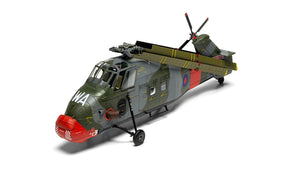 Foto perfil izquierdo con las hélices recogidas y decoración británica de la maqueta del helicóptero Westland Wessex HC2 en escala 1:72 de Airfix referencia A04068