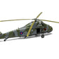 Foto trasera con las hélices desplegadas y decoración británica de la maqueta del helicóptero Westland Wessex HC2 en escala 1:72 de Airfix referencia A04068