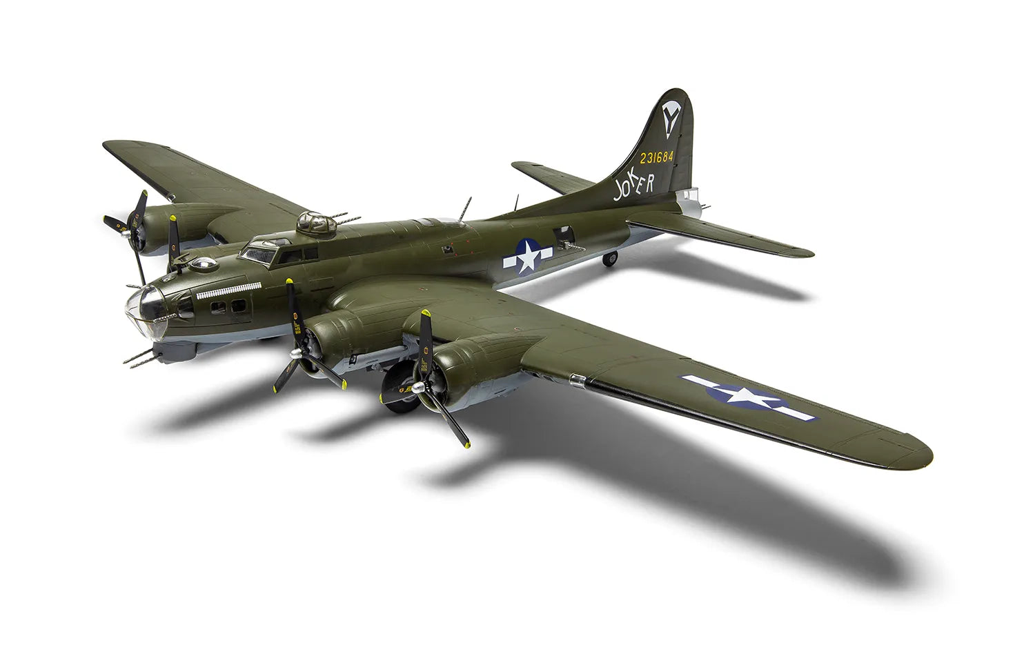 Foto lateral izquierda de la maqueta del bombardero en versión norteamericana B-17G en escala 1:72 de Airfix referencia A08018A