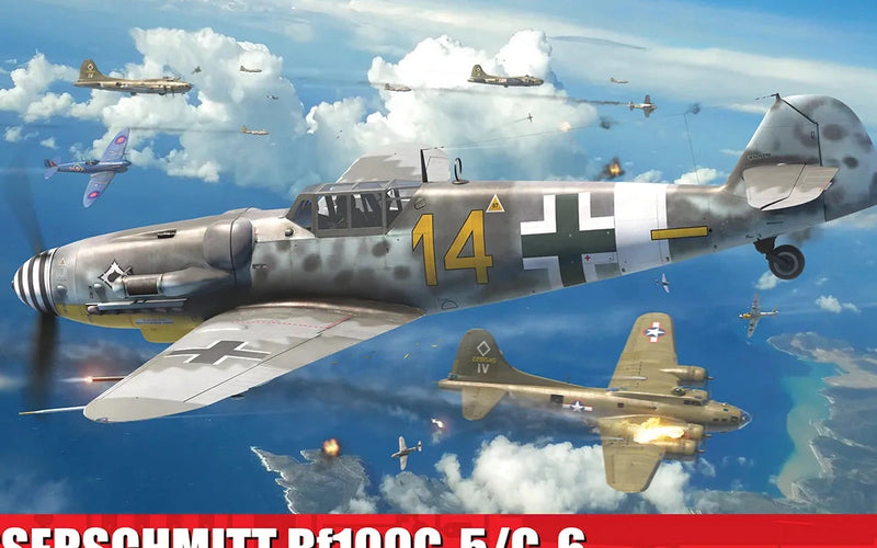 Portada de la caja de la maqueta del caza alemán Me109 G5/6 en escala 1:24 de Airfix referencia A17003