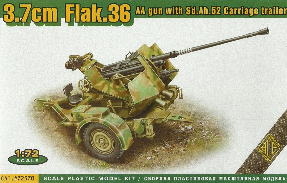 ACE (1/72) 3,7cm Flak 36 w/Sd.Ah.52 Carriage Trailer