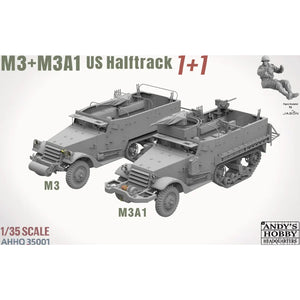 Perfiles del combo de dos maquetas del Halftarck norteamericano M3 en escala 1:35 de Andy´s Hobby Headuarters referencia 35001