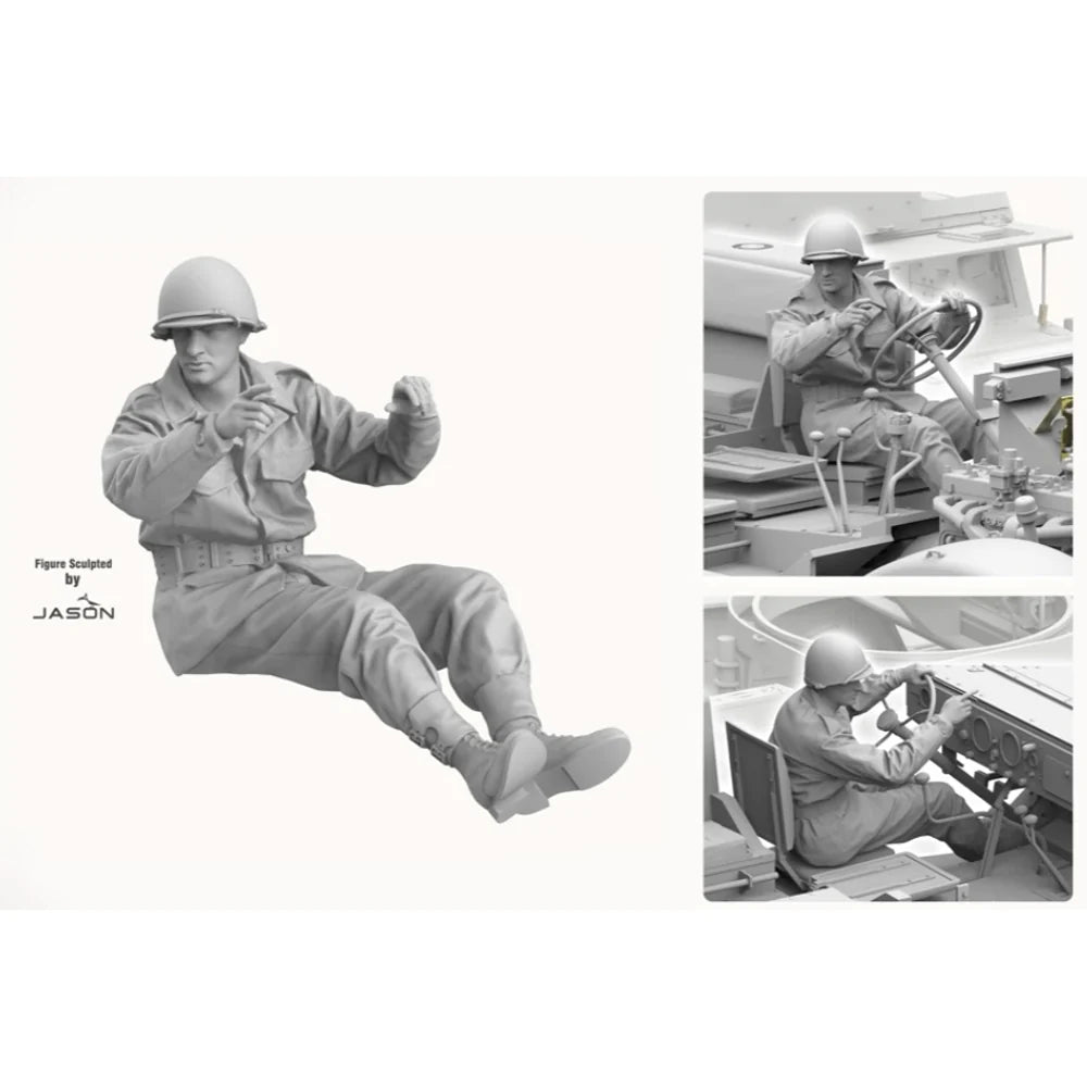 Figuras del combo de dos maquetas del Halftarck norteamericano M3 en escala 1:35 de Andy´s Hobby Headuarters referencia 35001