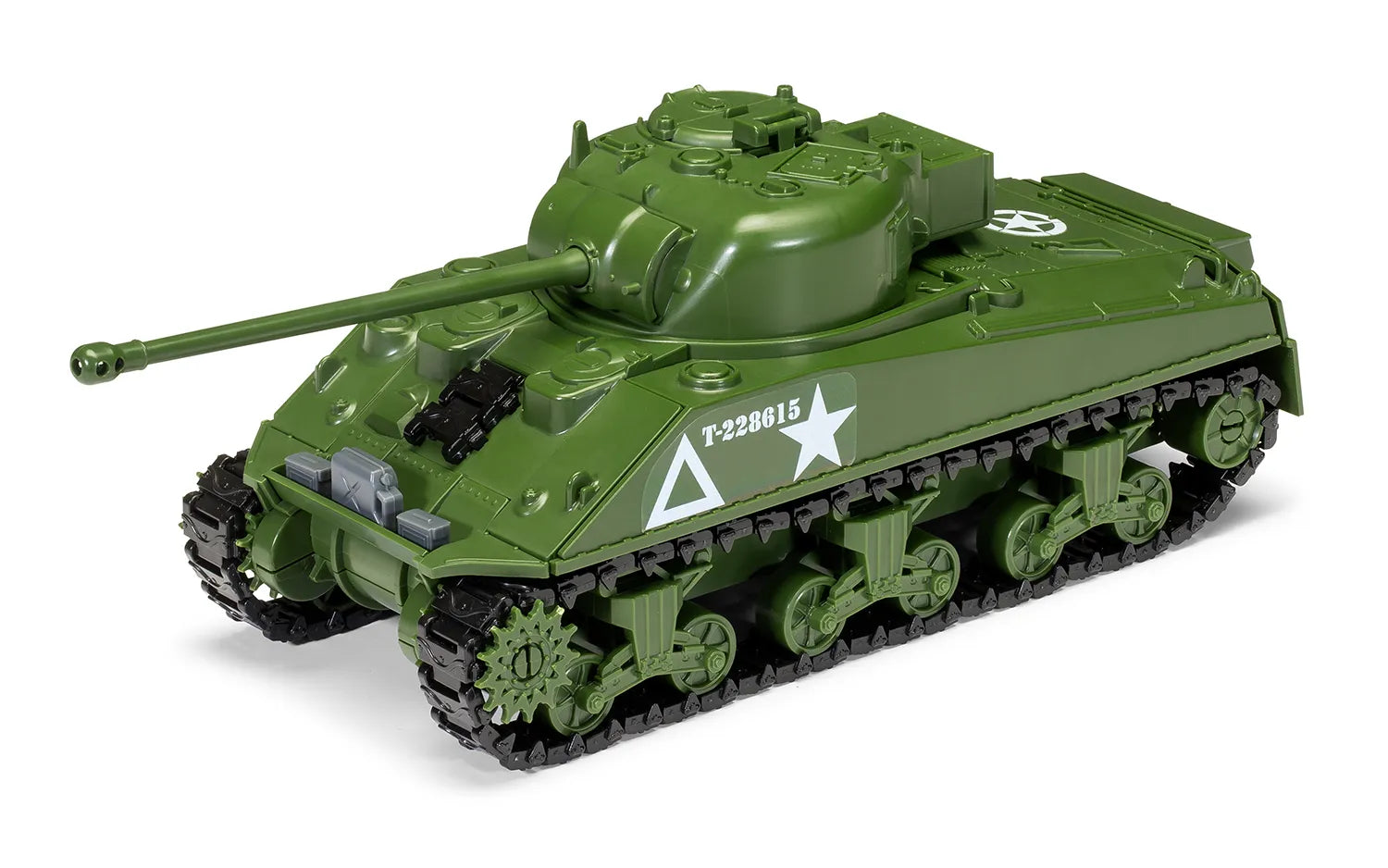 Foto delantera de la maqueta Quickbuild del tanque Sherman Firely en escala 1:35 de Airfix referencia J6042