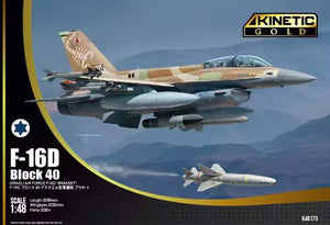 Portada de la caja de la maqueta del caza F-16D Block 40 de la IAF en escala  1:48 de Kinetic referencia 48173