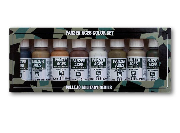 VALLEJO Model Color Set: Panzer Aces - Madera, Cuero y Stencil