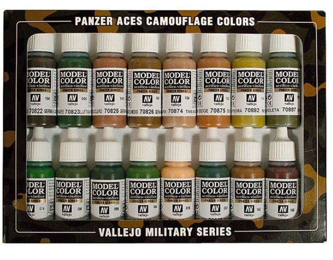 Aces Color Table VALLEJO Model Color Set: Panzer Aces Camuflaje (16 colores)