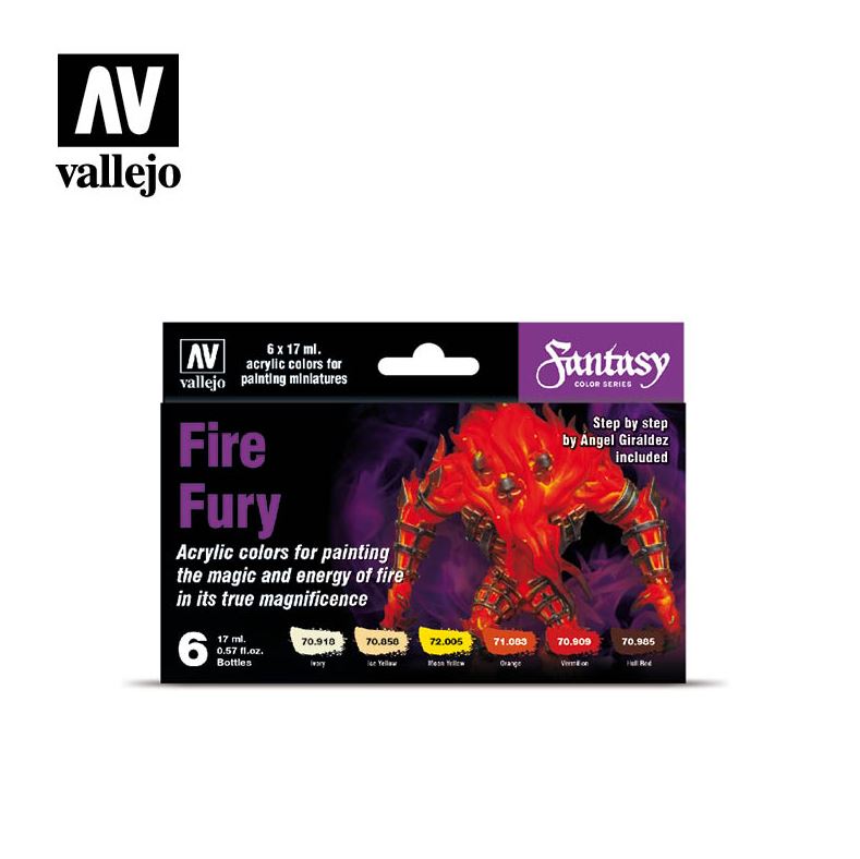 VALLEJO Model Color Set: Fire Fury - Fantasy Colors Series Angel Giraldez (6 colores)