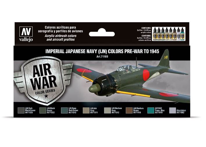 VALLEJO Model Air Set: Imperial Japanese Navy (IJN) colors pre-war to 1945 (8 colores)