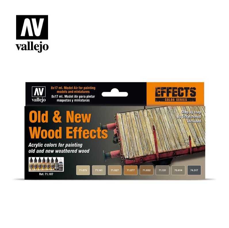 VALLEJO Model Air Set: Efectos de Madera Nueva y Vieja (8 colores)
