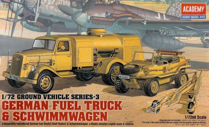 ACADEMY (1/72) German Fuel Truck & Schwimmwagen (Ground Vehicle Set-3)