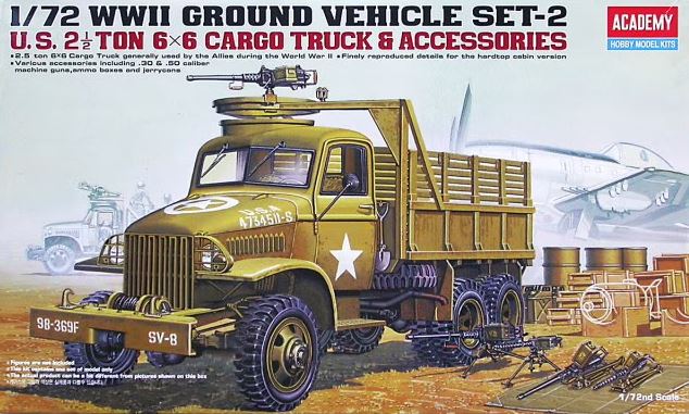 ACADEMY (1/72) U.S. 2 1/2 Ton 6x6 Cargo Truck & Accessories WWII (Ground Vehicle Set-2)