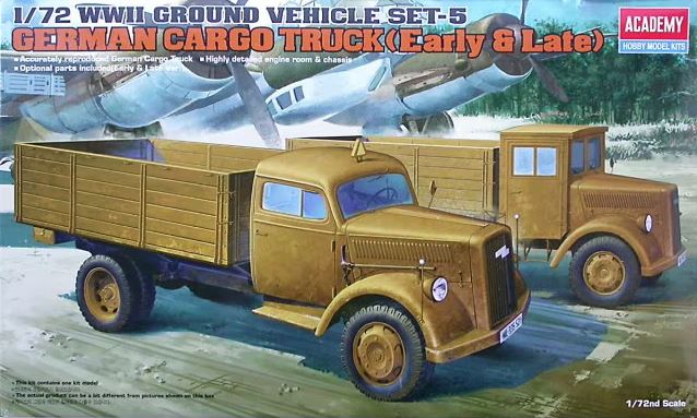 ACADEMY (1/72) German Cargo Truck Early & Late WWII (Ground Vehicle Set-5)