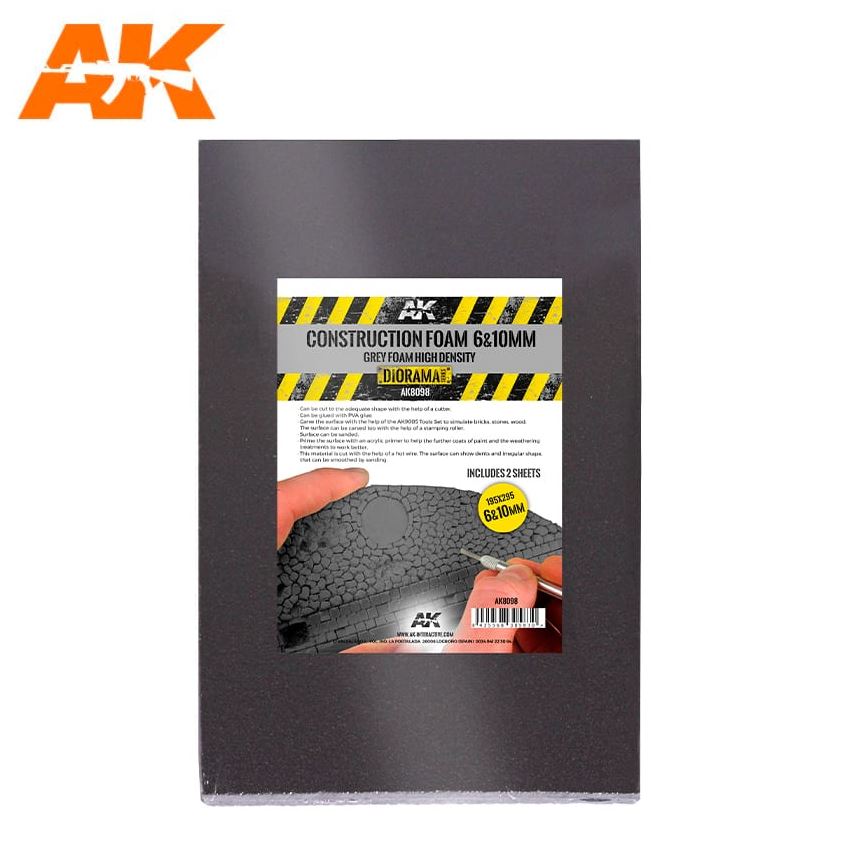 AK INTERACTIVE Construction Foam 6 & 10mm - Grey - 2 sheets