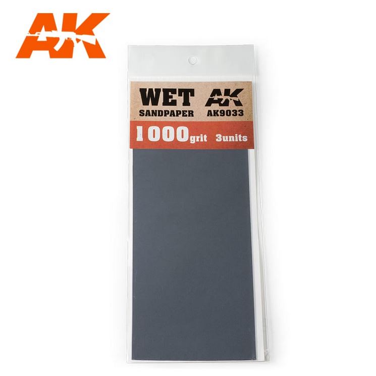 AK INTERACTIVE Wet Sandpaper 1000 grit 3 units
