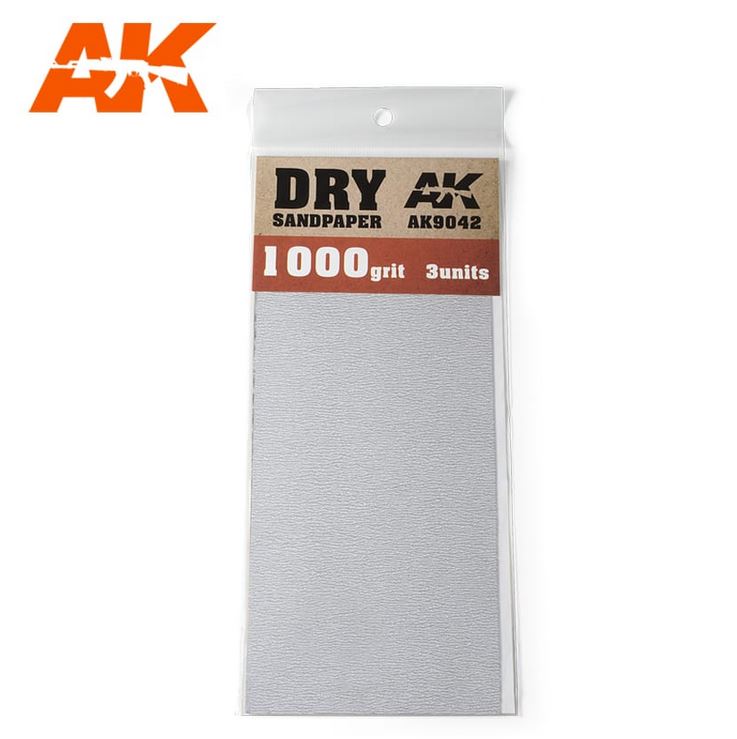 AK INTERACTIVE Dry Sandpaper 1000 grit 3 units