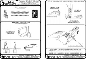 MASTER (1/32) Fokker E.II/E.III (Early) - ammunition feed chute with belt for LMG 08 Spandau (for Wingnut Wings kit)