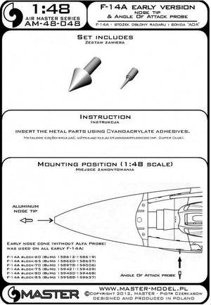 MASTER (1/48) F-14 A early version - nose tip & Angle Of Attack probe