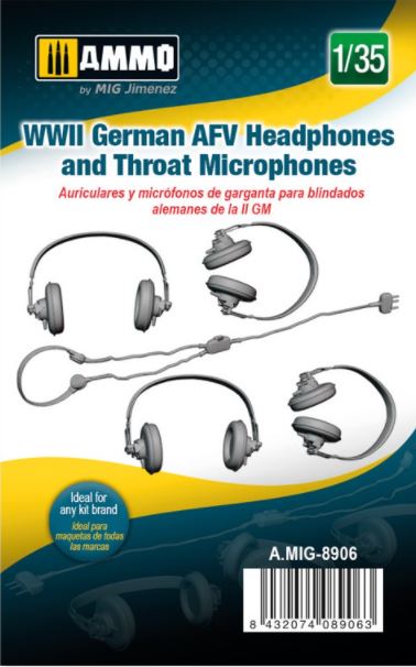 AMMO (1/35) WWII German AFV Headphones and Throat Microphones