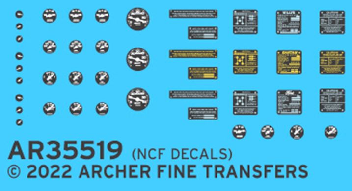 ARCHER (1/35) Calcas para Jeep Willys de Panel de Instrumentos y Placas