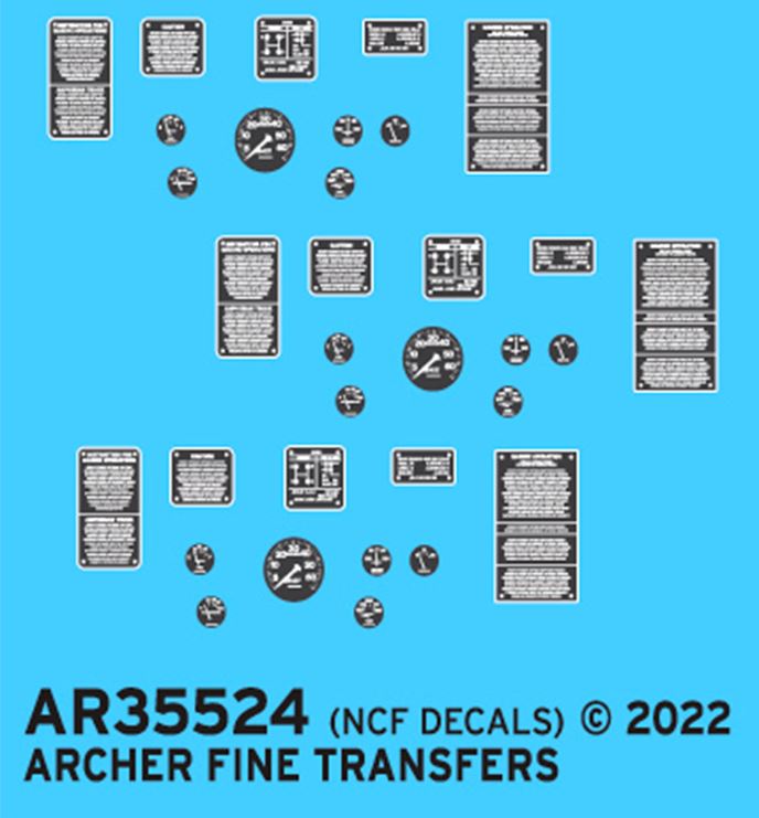 ARCHER (1/35) Calcas para Ford GPA Jeep de Panel de Instrumentos y Placas
