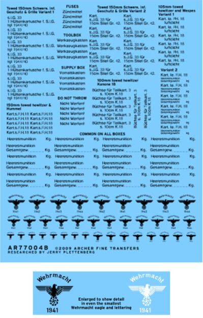 ARCHER (1/35) Calcas Negras Alemanas ww2 para Caja Municiones 100mm 105mm 150mm