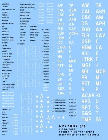 ARCHER (1/35) Miscellaneous US vehicle interior and exterior stencils
