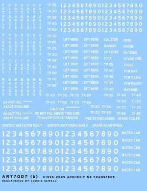 ARCHER (1/35) Miscellaneous US vehicle interior and exterior stencils