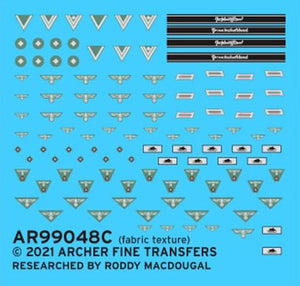 ARCHER (1/35) Calcas para Emblemas de Uniformes de finales de la Guerra - Tropas de Artillería Alemanas