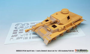 DEF MODELL (1/35) WWII PZ. IV Ausf.H Spätes/Frühes Zimmerit-Aufkleberset (Academy neu)