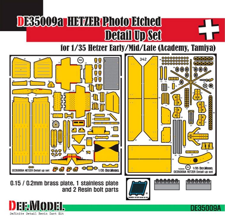 DEF MODEL (1/35) Hetzer PE Full Detail Up Set (Early/mid/late) (for Academy/Tamiya kits)