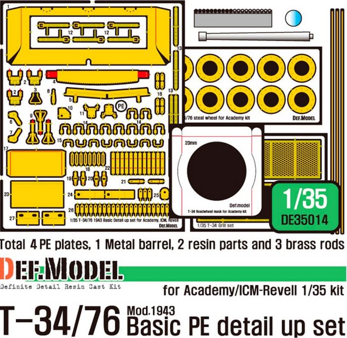 DEF MODEL (1/35) T-34/76 PE Basic Detail Up Set (for Academy/ICM-Revell kits)